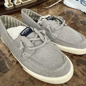 Sperry Gray Canvas Boat Shoes